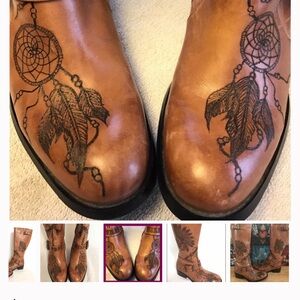 New York & Company Brown Heeled Boots with Dreamcatcher Design